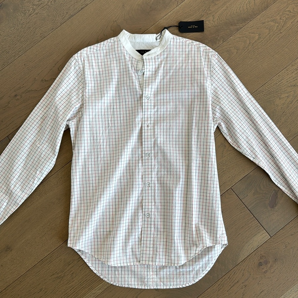 RAG & BONE Banded Collar Shirt in Medium